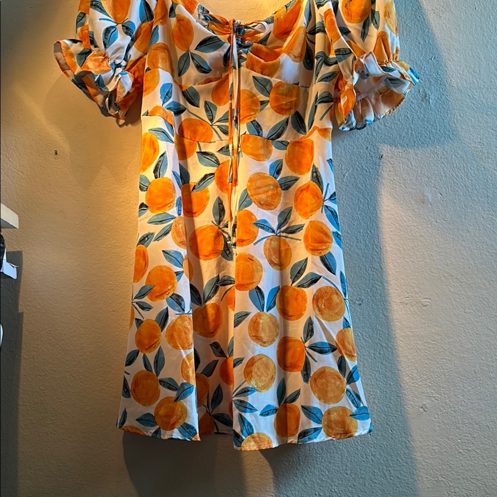 Orange Fruit Print Dress